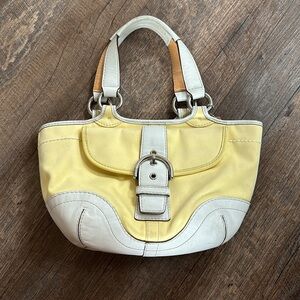 Coach Yellow and White Satchel